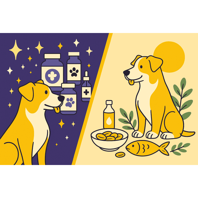 dog supplement myths myth vs fact illustration cartoon dog supplements