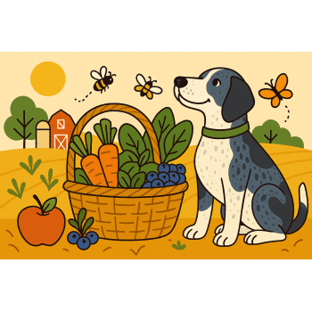 organic dog multivitamins farm fresh ingredients illustration
