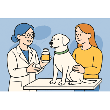 vet advice for dog supplements illustration veterinarian owner consultation