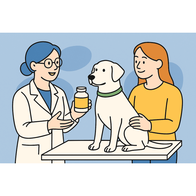 vet advice for dog supplements illustration veterinarian owner consultation