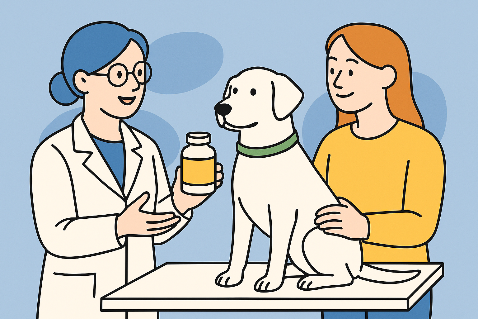 vet advice for dog supplements illustration veterinarian owner consultation